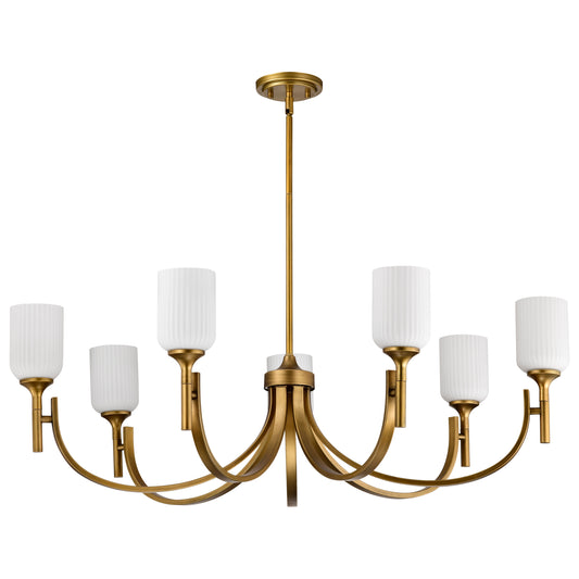 Nuvo 60-8671 Solara, 7 Light Chandelier, Natural Brass Finish