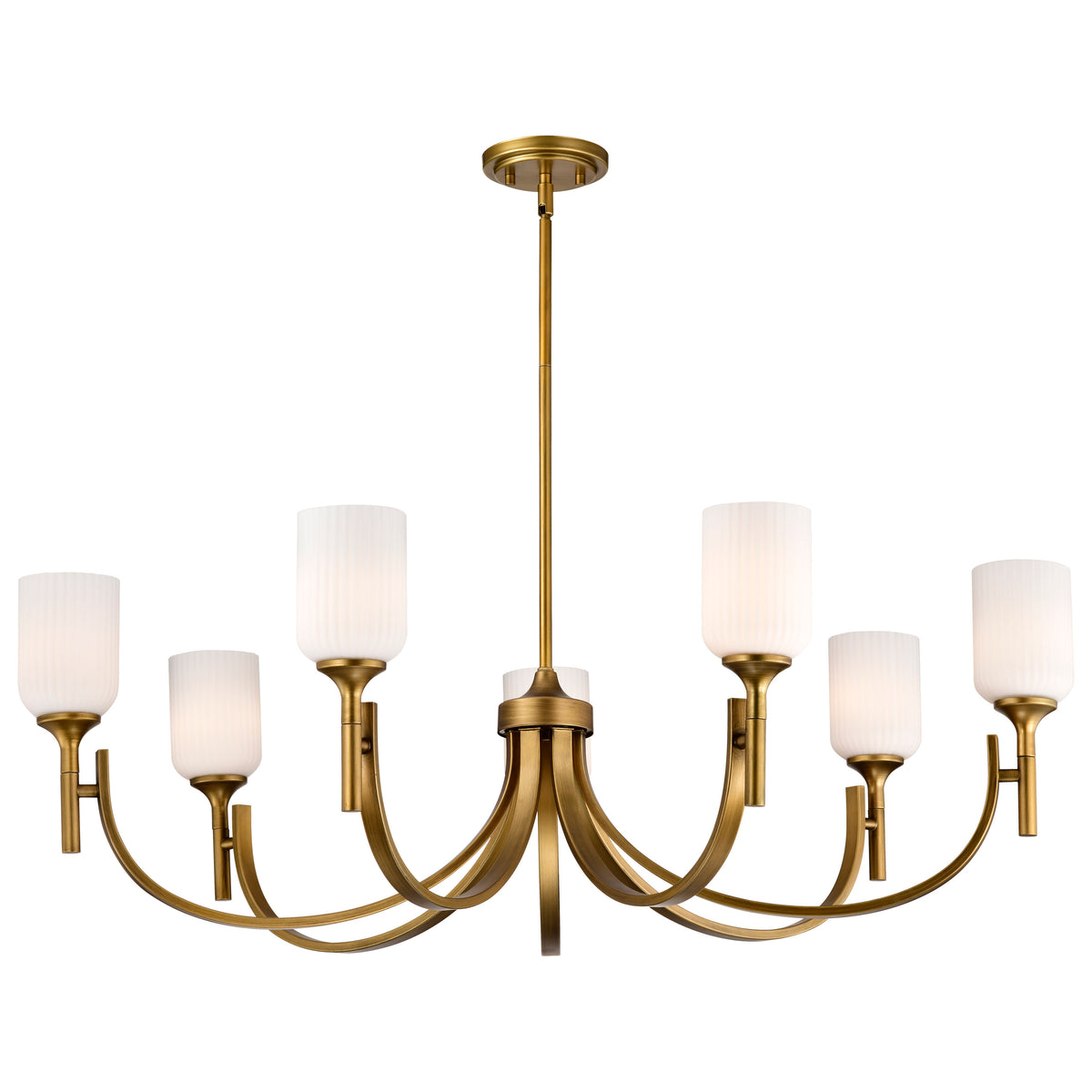Nuvo 60-8671 Solara, 7 Light Chandelier, Natural Brass Finish