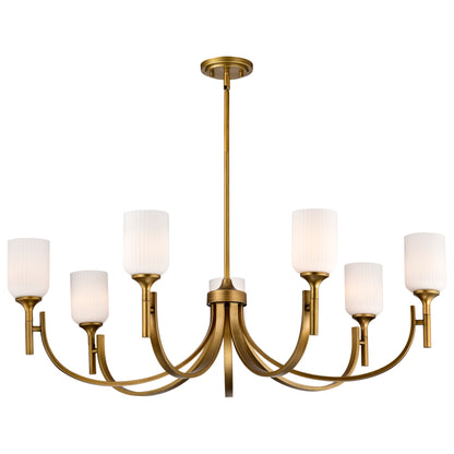 Nuvo 60-8671 Solara, 7 Light Chandelier, Natural Brass Finish