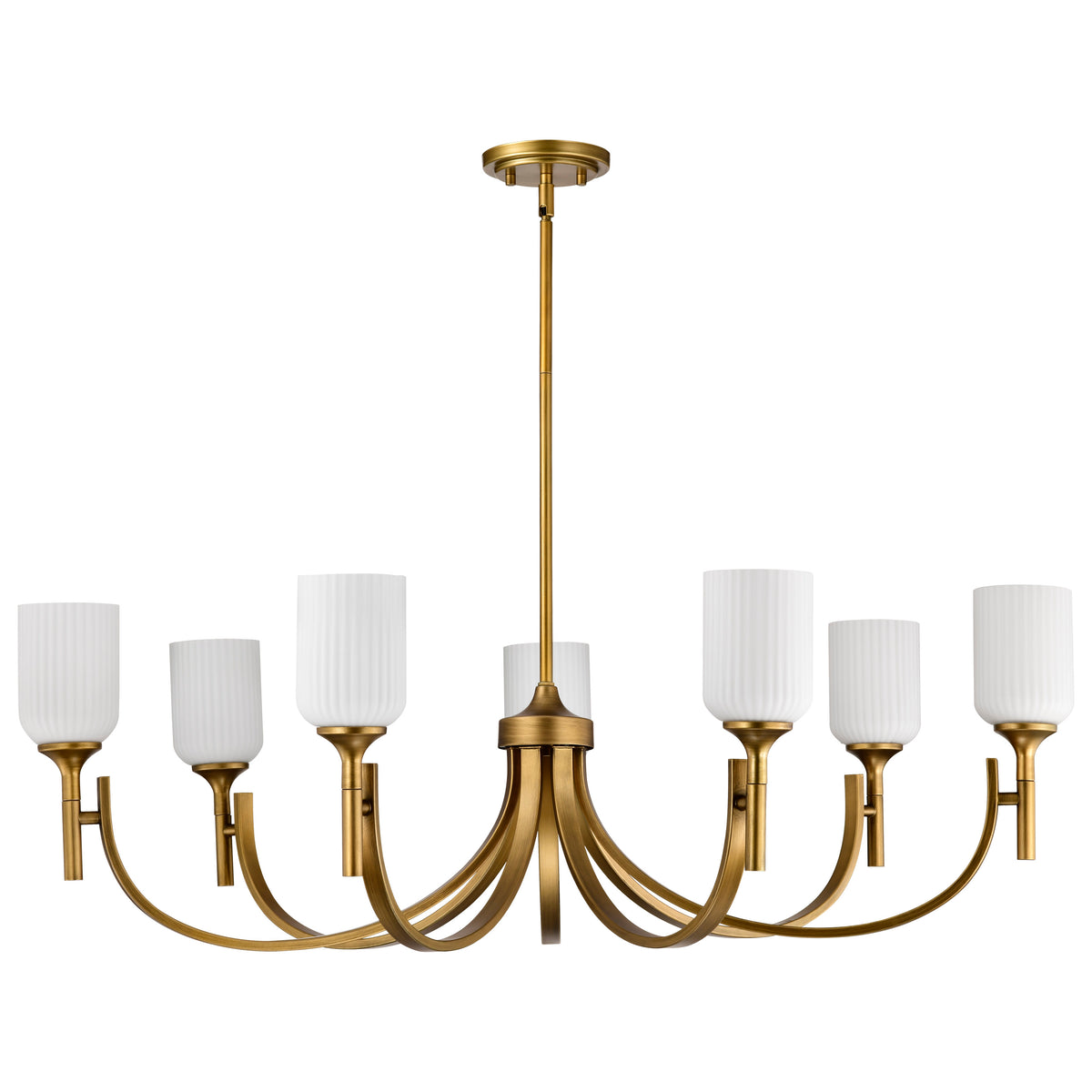 Nuvo 60-8671 Solara, 7 Light Chandelier, Natural Brass Finish