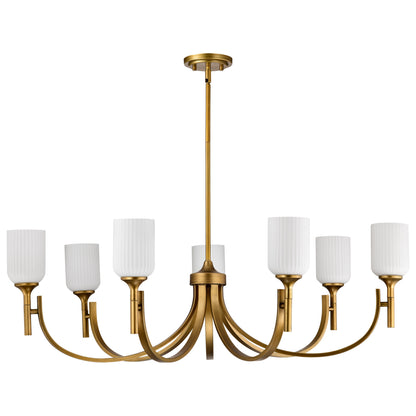 Nuvo 60-8671 Solara, 7 Light Chandelier, Natural Brass Finish
