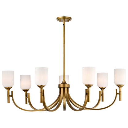 Nuvo 60-8671 Solara, 7 Light Chandelier, Natural Brass Finish
