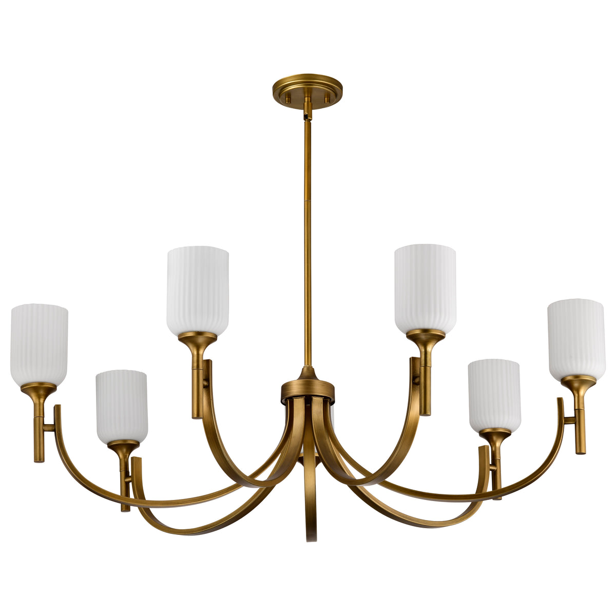 Nuvo 60-8671 Solara, 7 Light Chandelier, Natural Brass Finish
