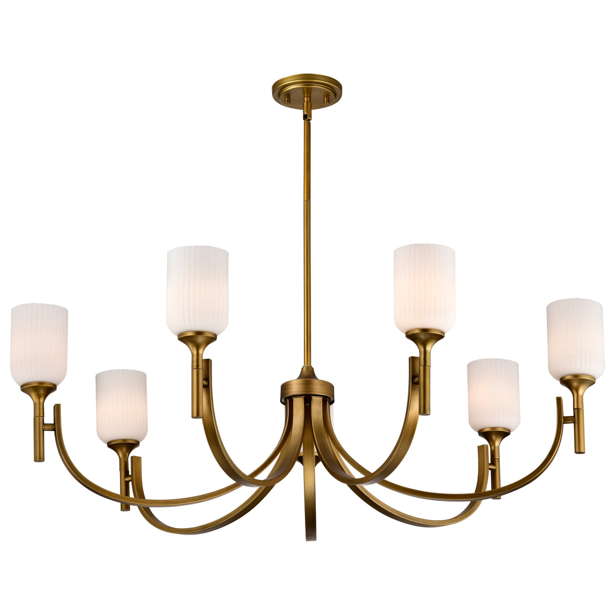 Nuvo 60-8671 Solara, 7 Light Chandelier, Natural Brass Finish