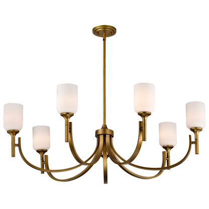 Nuvo 60-8671 Solara, 7 Light Chandelier, Natural Brass Finish