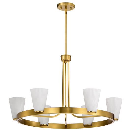 Nuvo 60-8726 Royale, 6 Light Chandelier, Burnished Brass Finish