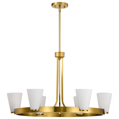 Nuvo 60-8726 Royale, 6 Light Chandelier, Burnished Brass Finish