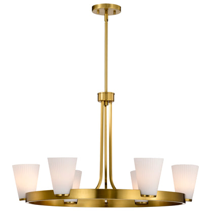 Nuvo 60-8726 Royale, 6 Light Chandelier, Burnished Brass Finish