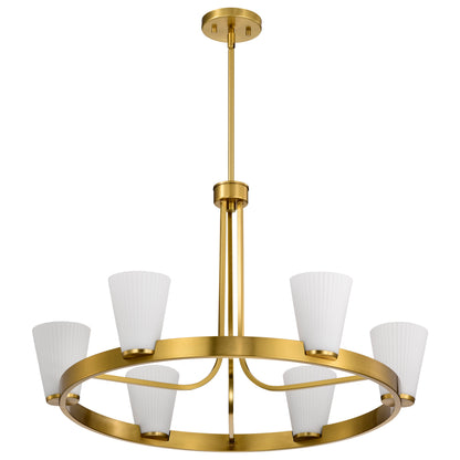 Nuvo 60-8726 Royale, 6 Light Chandelier, Burnished Brass Finish