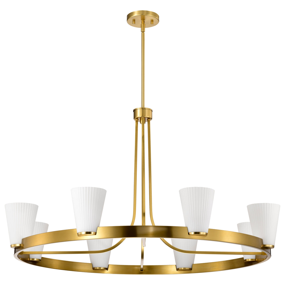 Nuvo 60-8729 Royale, 8 Light Chandelier, Burnished Brass Finish