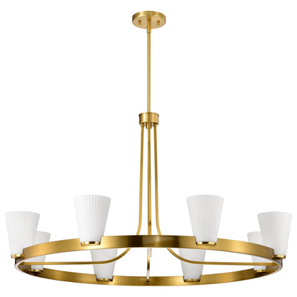 Nuvo 60-8729 Royale, 8 Light Chandelier, Burnished Brass Finish