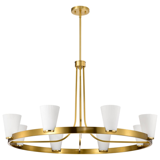 Nuvo 60-8729 Royale, 8 Light Chandelier, Burnished Brass Finish