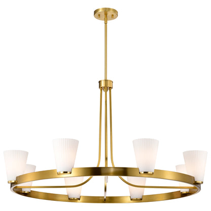 Nuvo 60-8729 Royale, 8 Light Chandelier, Burnished Brass Finish