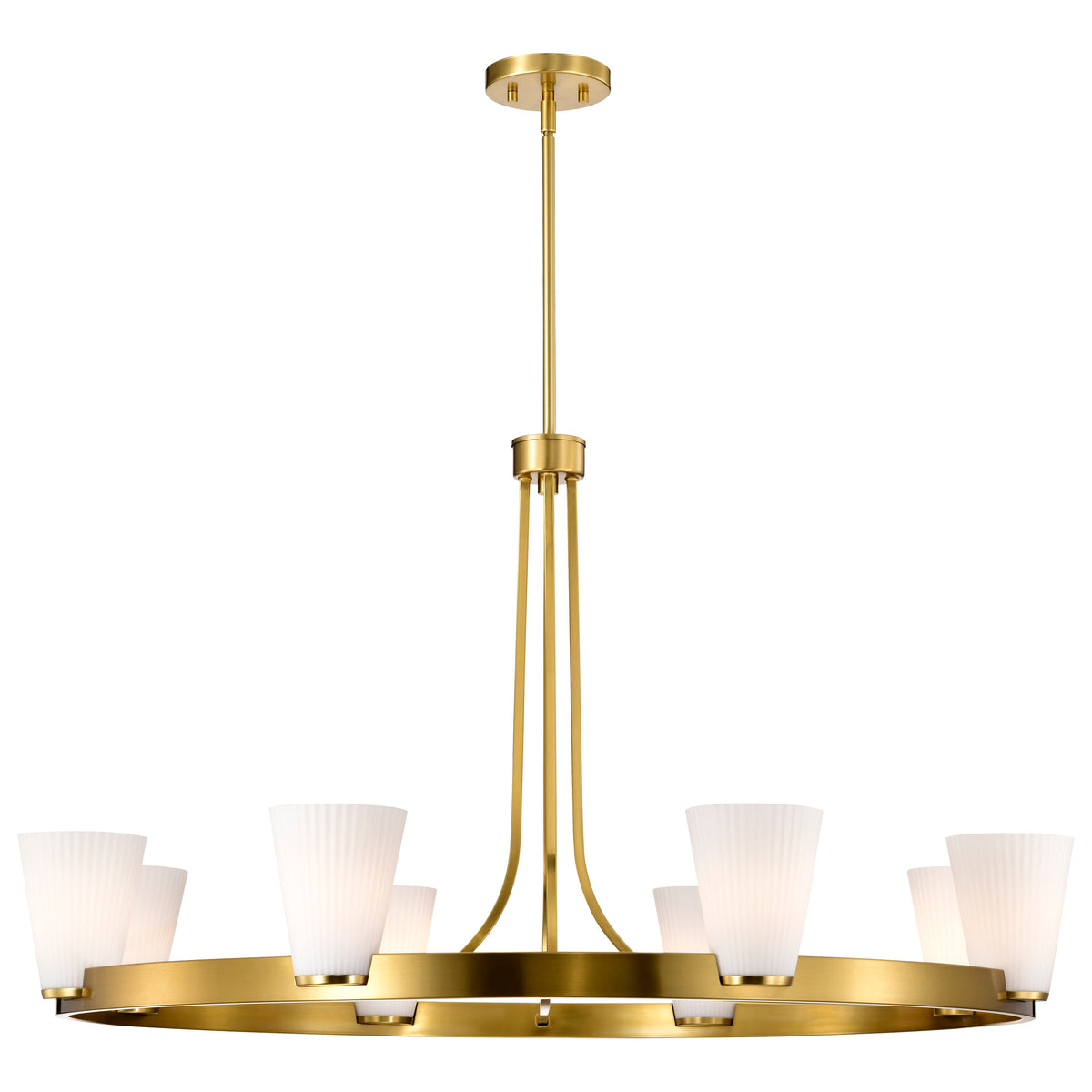 Nuvo 60-8729 Royale, 8 Light Chandelier, Burnished Brass Finish