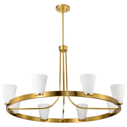 Nuvo 60-8729 Royale, 8 Light Chandelier, Burnished Brass Finish