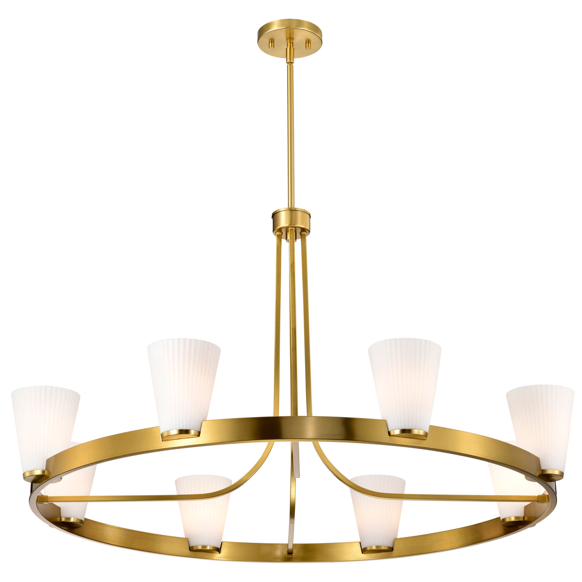 Nuvo 60-8729 Royale, 8 Light Chandelier, Burnished Brass Finish