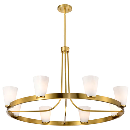 Nuvo 60-8729 Royale, 8 Light Chandelier, Burnished Brass Finish