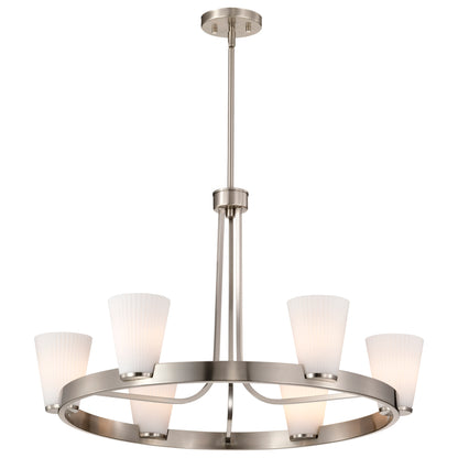 Nuvo 60-8736 Royale, 6 Light Chandelier, Brushed Nickel Finish