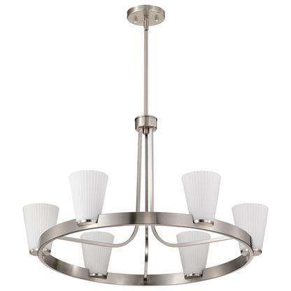 Nuvo 60-8736 Royale, 6 Light Chandelier, Brushed Nickel Finish