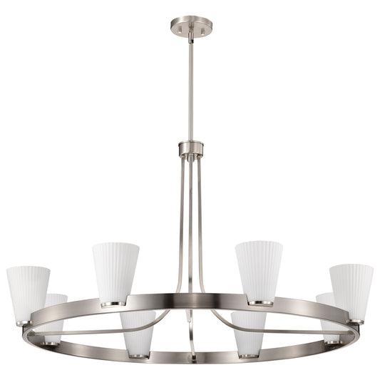Nuvo 60-8739 Royale, 8 Light Chandelier, Brushed Nickel Finish