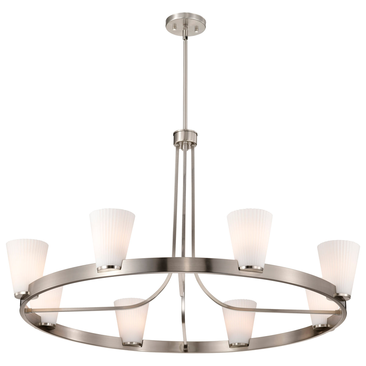 Nuvo 60-8739 Royale, 8 Light Chandelier, Brushed Nickel Finish