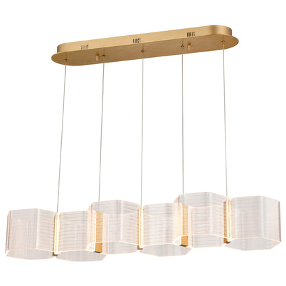 Nuvo 62-2405 Kenzo, LED 6 Light Island Pendant, Polished Anodized Bronze Finish