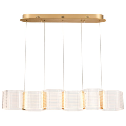 Nuvo 62-2405 Kenzo, LED 6 Light Island Pendant, Polished Anodized Bronze Finish