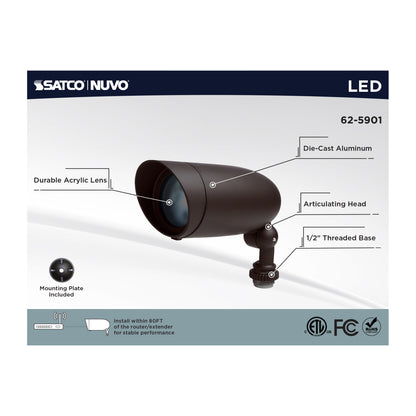 Nuvo 62-5901 6 Watt LED Landscape Floodlight, RGB and 2700K-5000K Tunable White, Bronze Finish