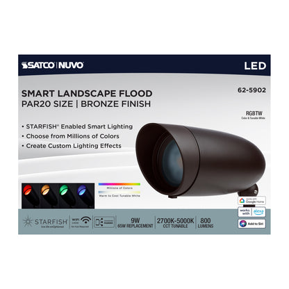 Nuvo 62-5902 9 Watt LED Landscape Floodlight, RGB and 2700K-5000K Tunable White, PAR20