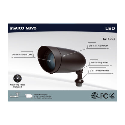 Nuvo 62-5902 9 Watt LED Landscape Floodlight, RGB and 2700K-5000K Tunable White, PAR20