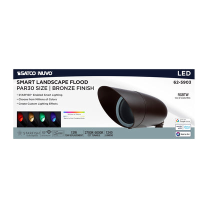 Nuvo 62-5903 12 Watt LED Landscape Floodlight, RGB and 2700K-5000K Tunable White, PAR30