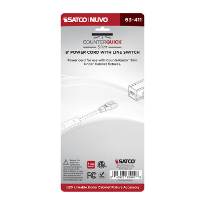 Nuvo 63-411 8-Foot Power Cord, Line Switch, White Finish