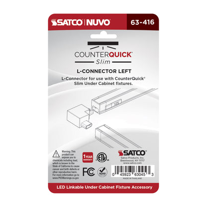 Nuvo 63-416 L-Connector, Left Angle, White Finish