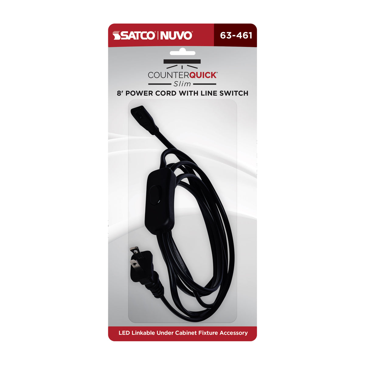 Nuvo 63-461 8-Foot Power Cord, Line Switch, Black Finish