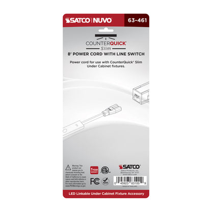 Nuvo 63-461 8-Foot Power Cord, Line Switch, Black Finish