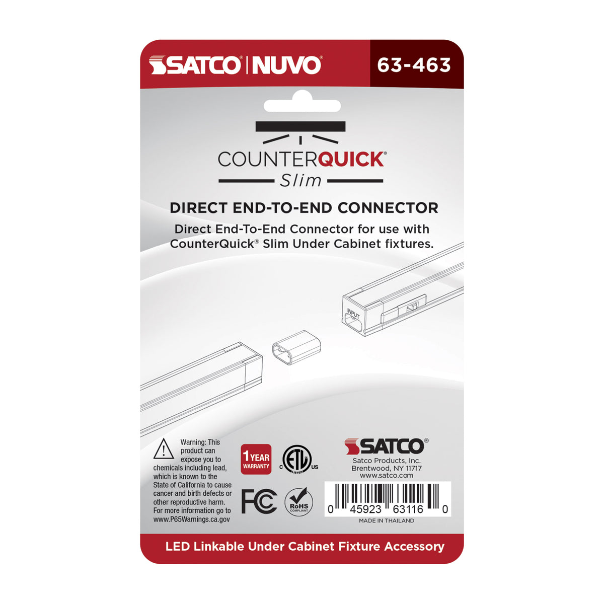 Nuvo 63-463 Direct Connector, End-to-End, Black Finish