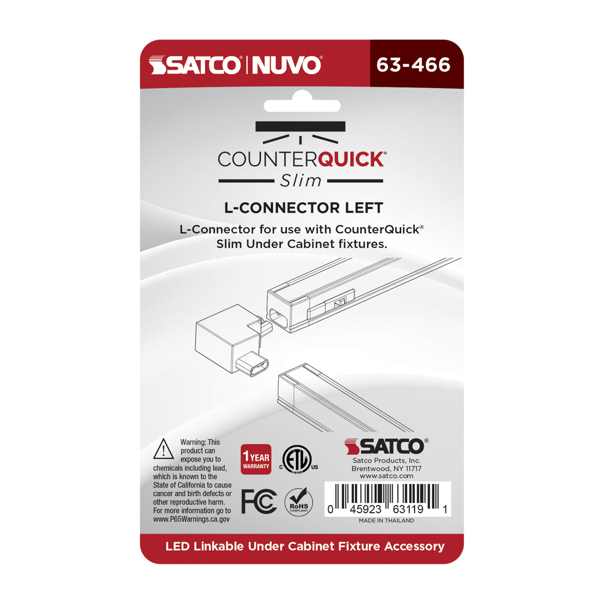 Nuvo 63-466 L-Connector, Left Angle, Black Finish
