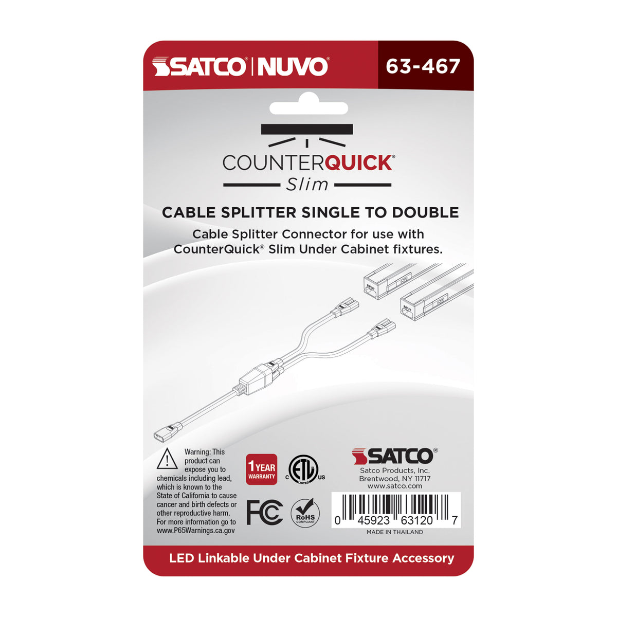 Nuvo 63-467 Cable Splitter, Single to Double, Black Finish