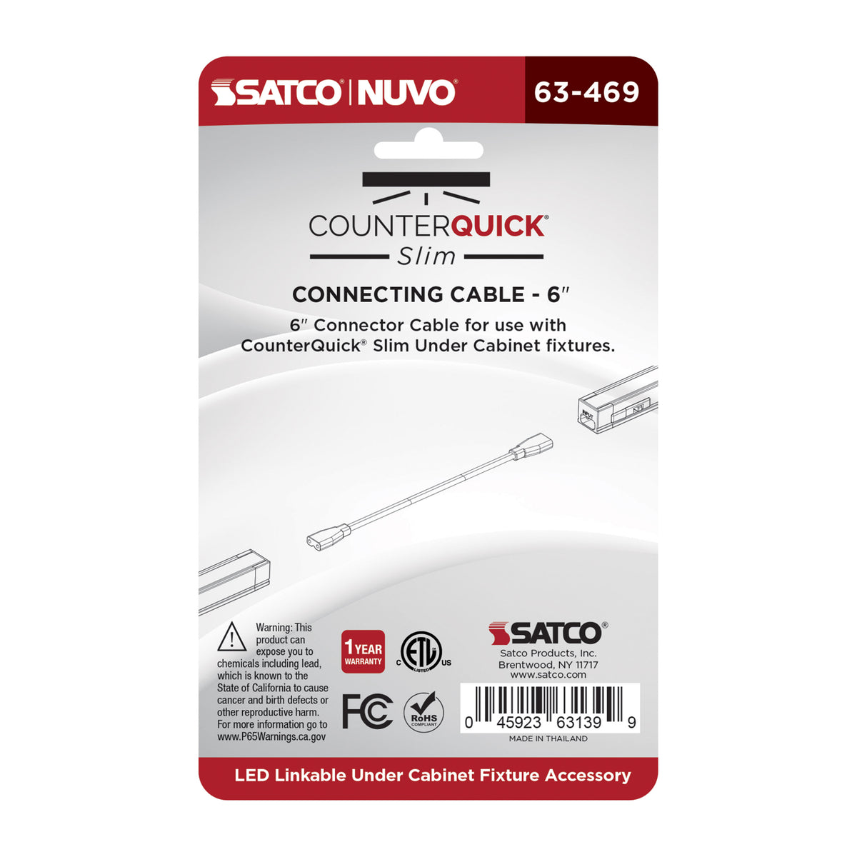 Nuvo 63-469 Connecting Cable, 6-Inch, Black Finish