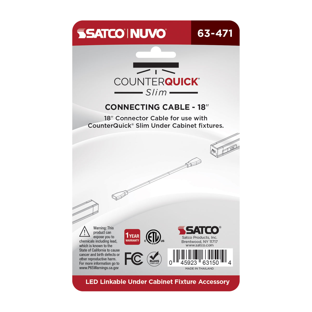 Nuvo 63-471 Connecting Cable, 18-Inch, Black Finish