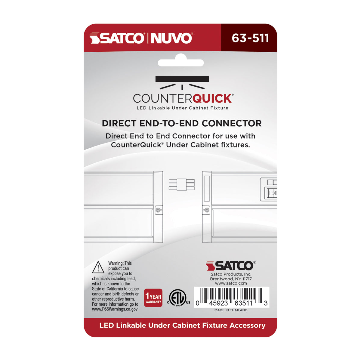 Nuvo 63-511 Under Cabinet LED End to End Connector