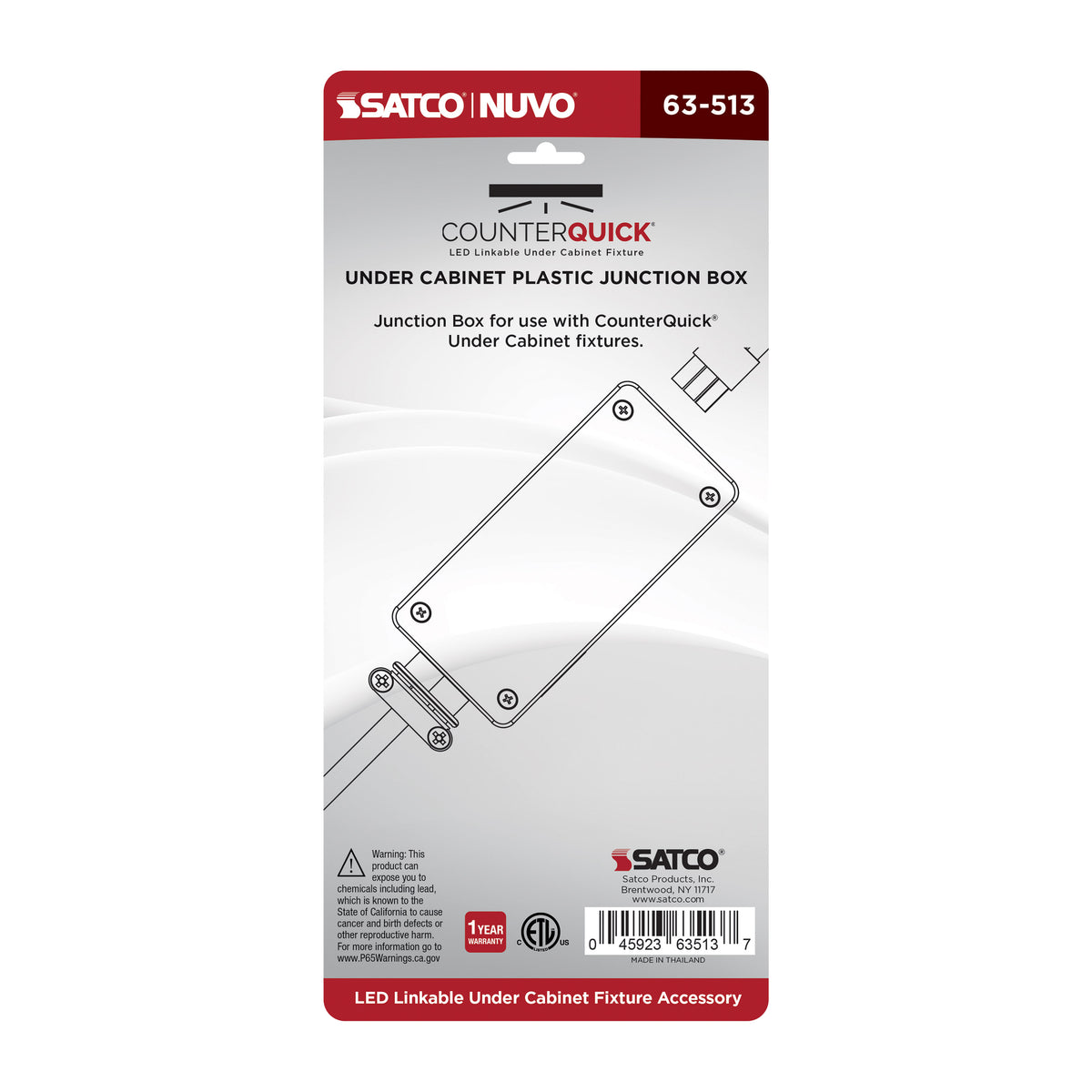 Nuvo 63-513 Under Cabinet LED Junction Box, Plastic