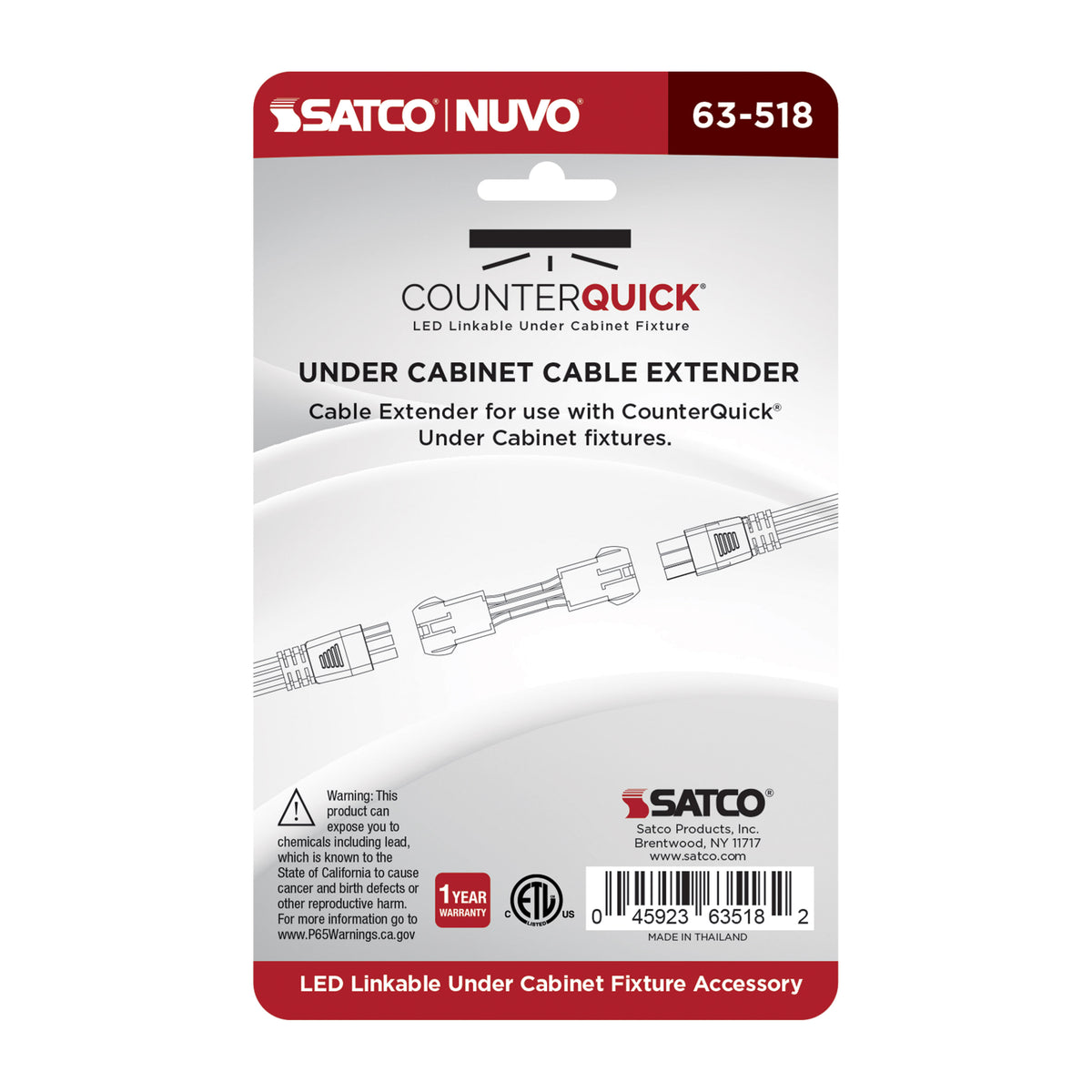 Nuvo 63-518 Under Cabinet LED Linkable Cable Extender