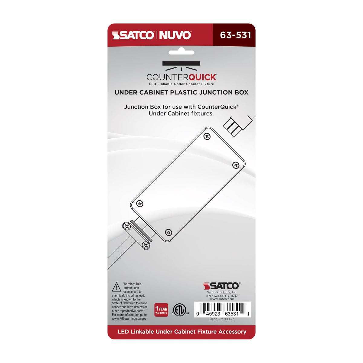 Nuvo 63-531 Under Cabinet Junction Box, Plastic, Dark Bronze
