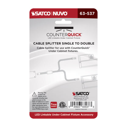Nuvo 63-537 Y Splitter for Under Cabinet LED Fixtures, Black Finish