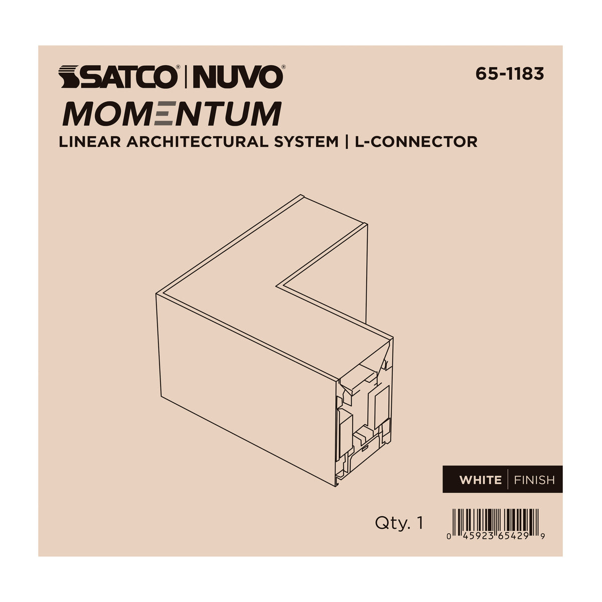 Nuvo 65-1183 Momentum, L-Connector for LED Linear System, White Finish