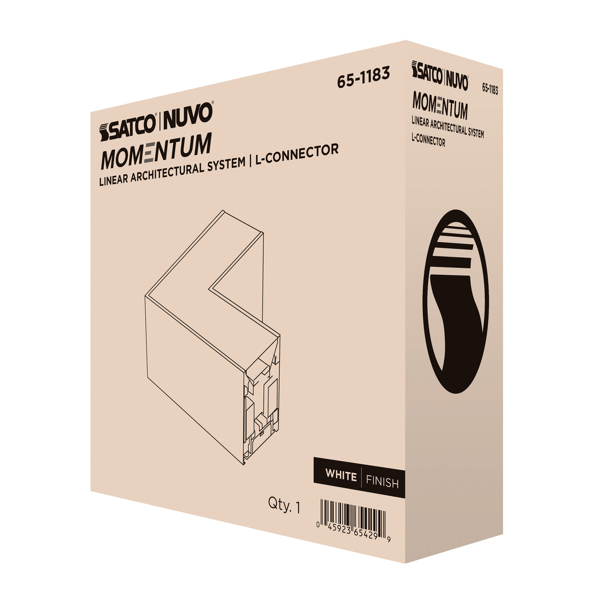Nuvo 65-1183 Momentum, L-Connector for LED Linear System, White Finish