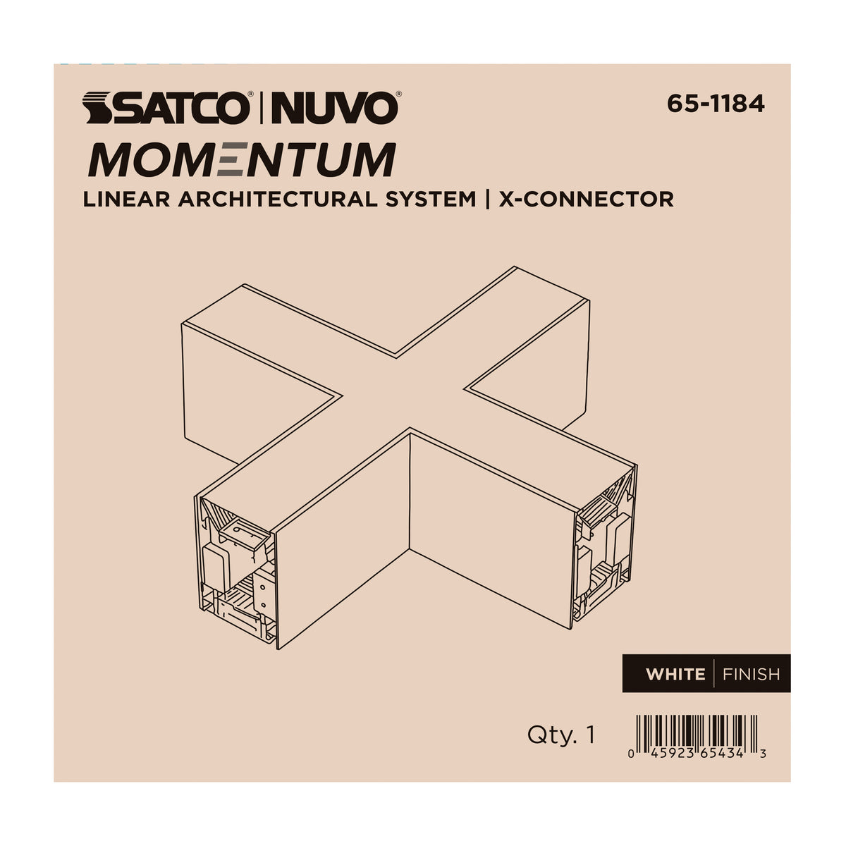 Nuvo 65-1184 Momentum, X-Connector for LED Linear System, White Finish