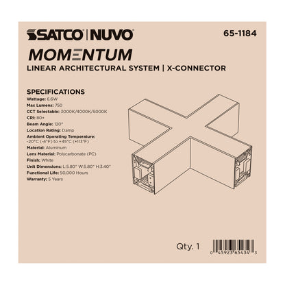 Nuvo 65-1184 Momentum, X-Connector for LED Linear System, White Finish