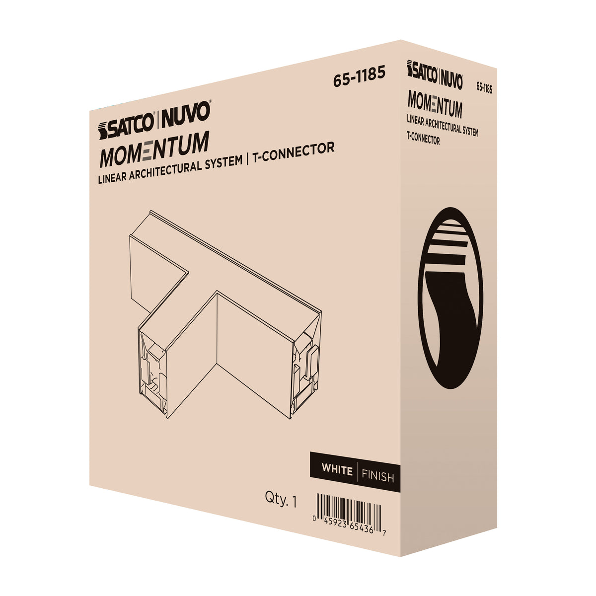 Nuvo 65-1185 Momentum, T-Connector for LED Linear System, White Finish